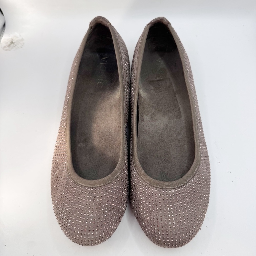 Vionic Spark Willow Taupe studded orthopedic arch support ballet flats 6.5